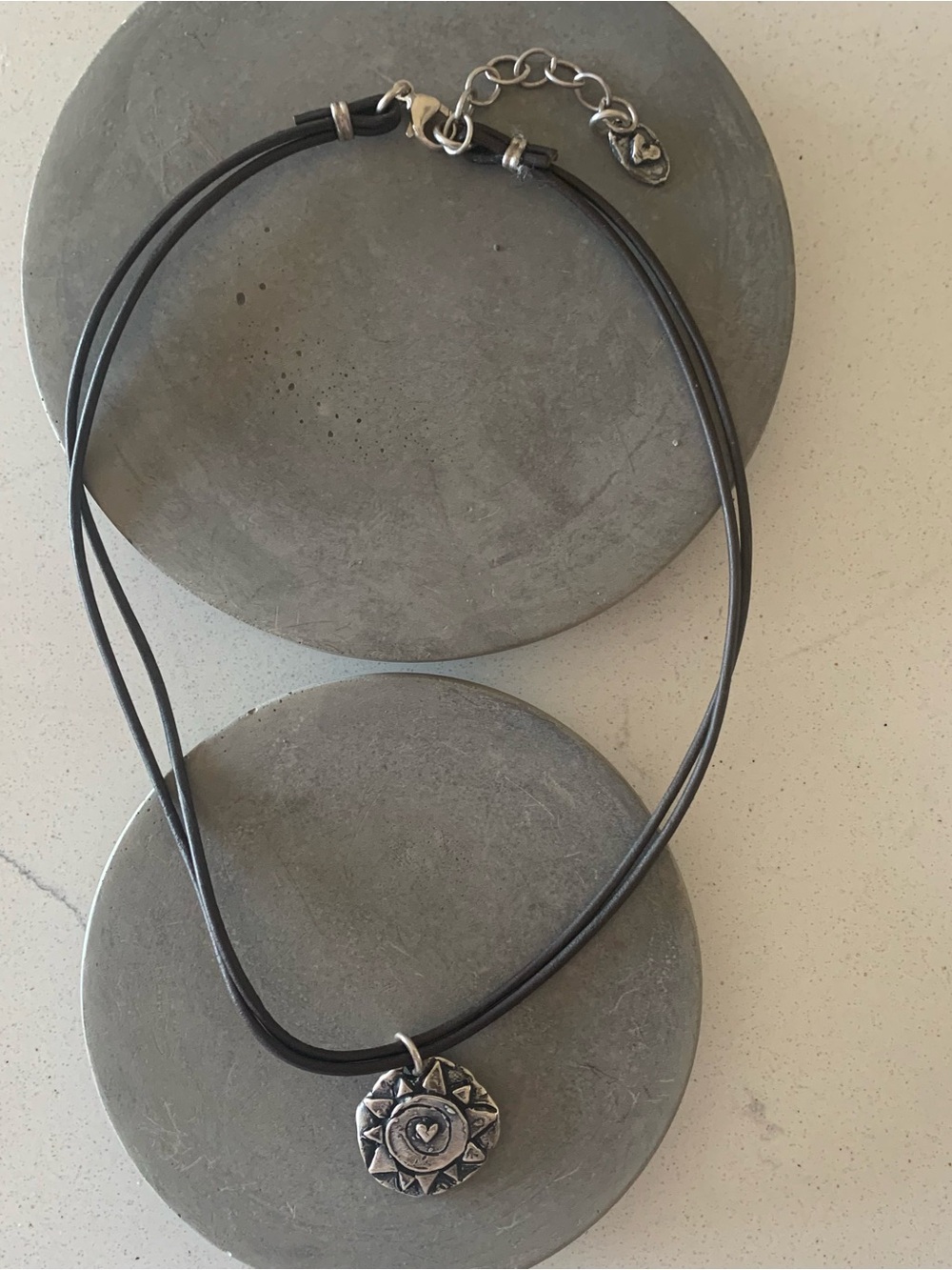 Island Cowgirl Artisan Sun/“Live In The Light” Necklace on Leather Cord - Picture 6 of 8
